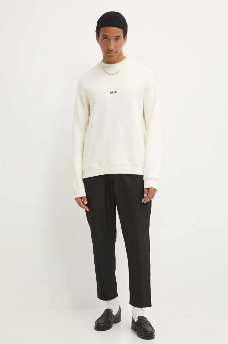 felpa in cotone uomo colore beige 2000MM503.200001 miniatura 2