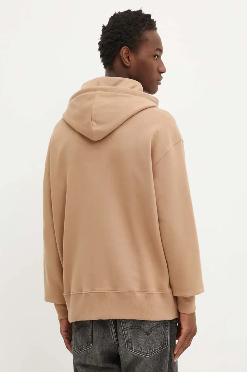 felpa in cotone uomo colore beige con cappuccio 3740MM525.247799 miniatura 3