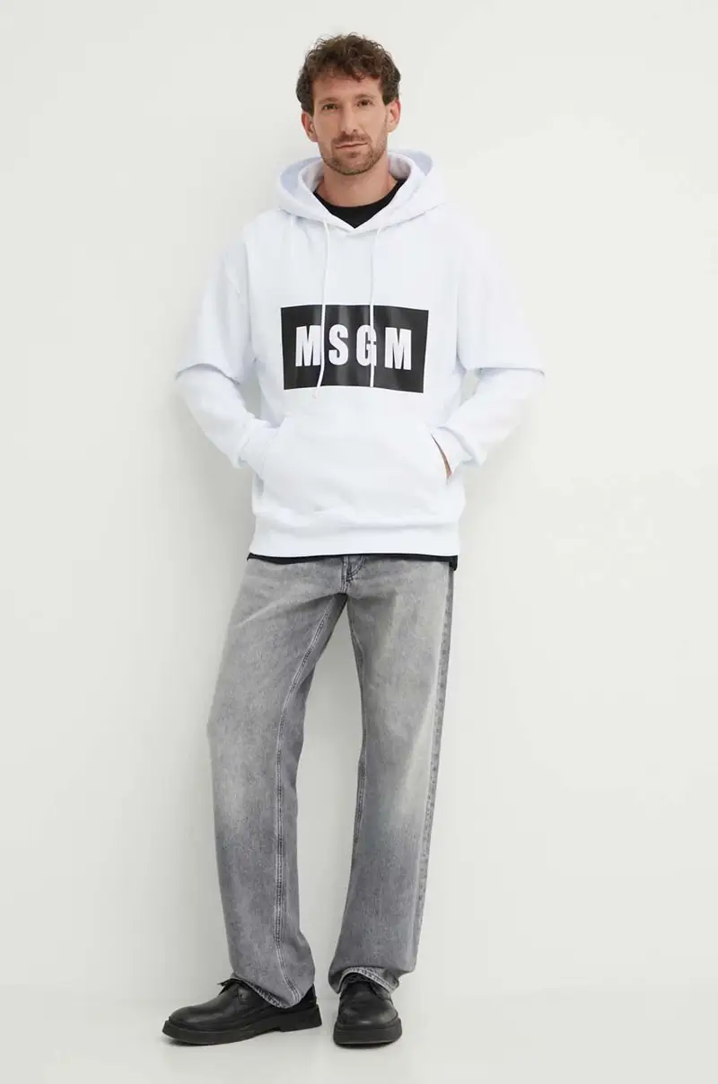 felpa in cotone uomo colore bianco con cappuccio 2000MM525.200001 miniatura 2