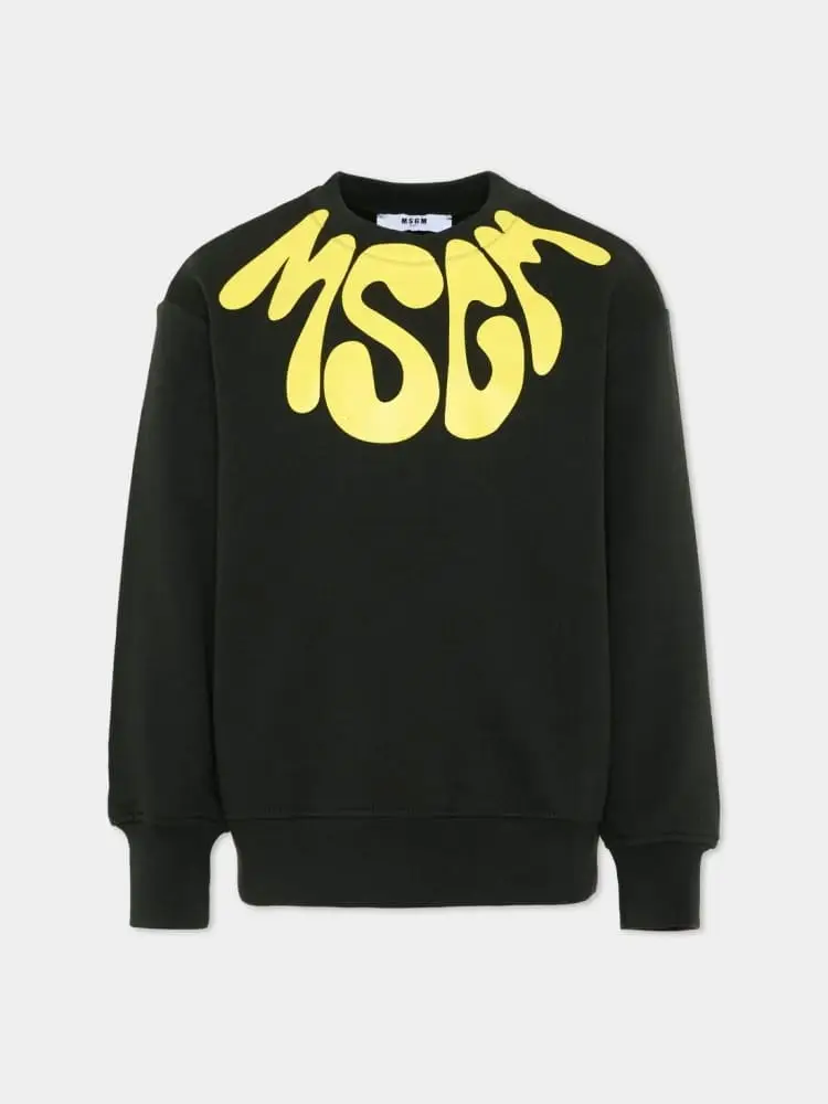 felpa nera bambino maxi logo