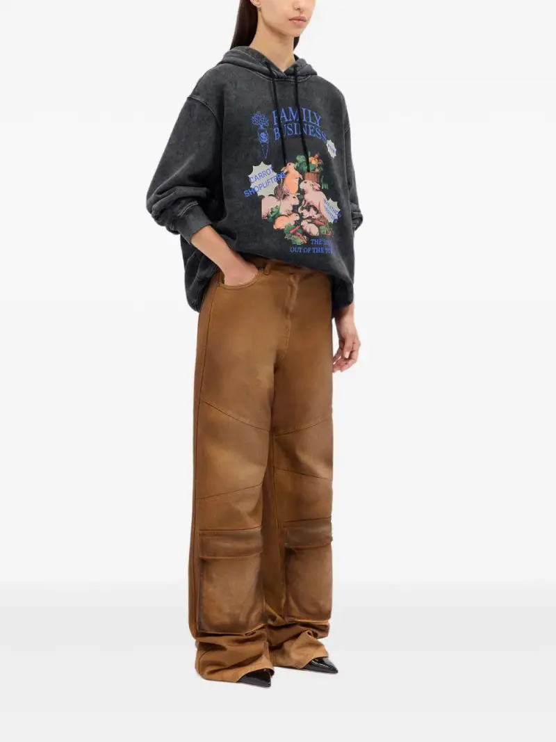 Felpa nera con cappuccio e stampa grafica Nero miniatura 2