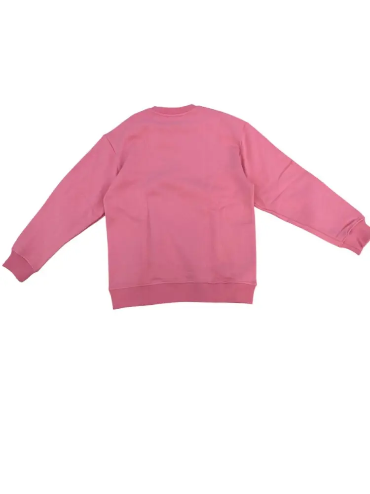 felpa rosa bambina in cotone girocollo logo a contrasto miniatura 2