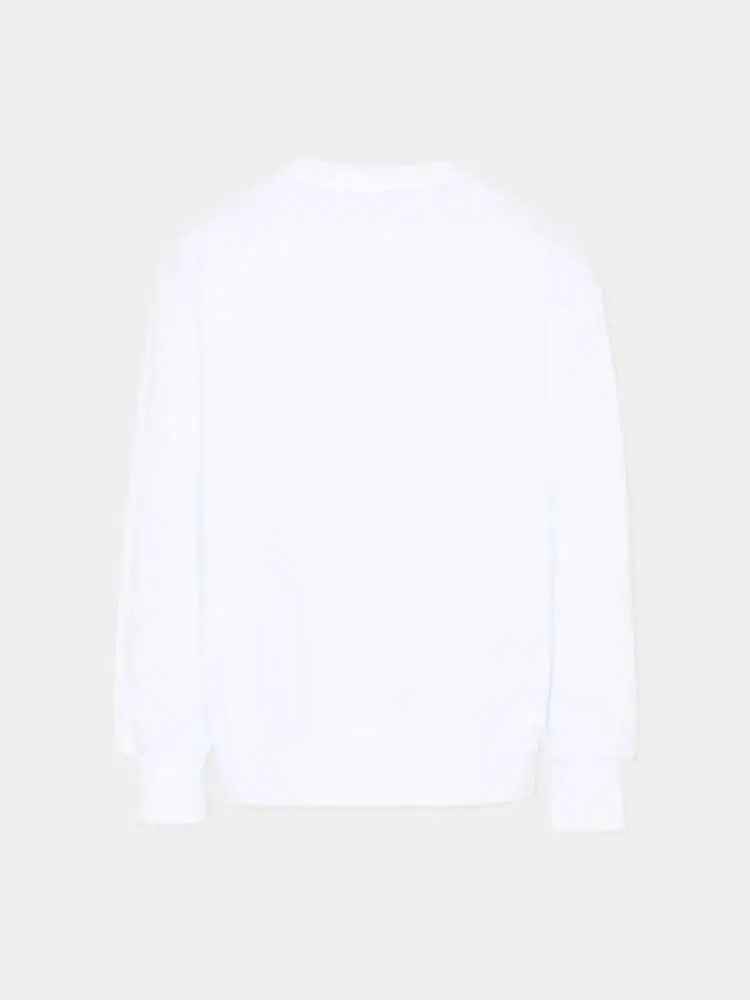 felpa unisex kids/junior in cotone bianco con stampa logo frontale miniatura 2