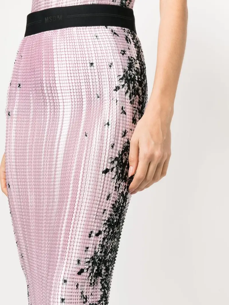 Gonna midi rosa/nera con trama miniatura 3