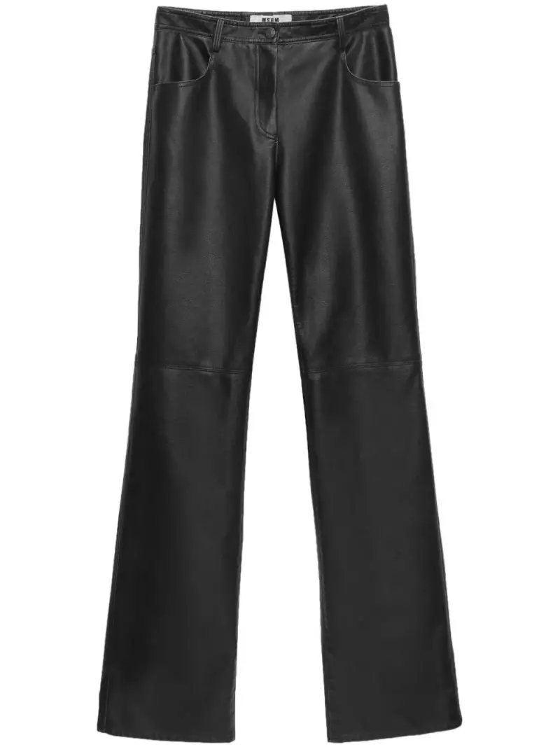 Pantalone nero dritto in pelle