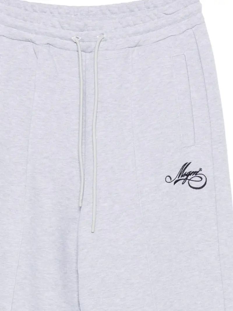Pantaloni sportivi grigi in cotone con logo ricamato Grigio miniatura 3
