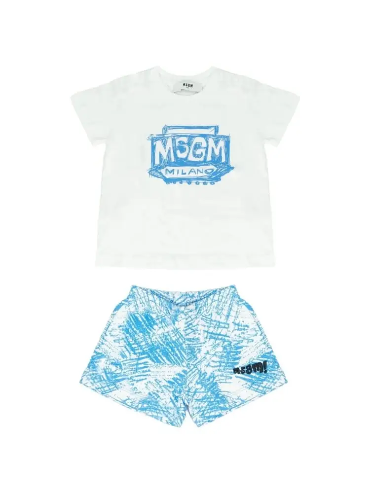 set celeste neonato maxi logo