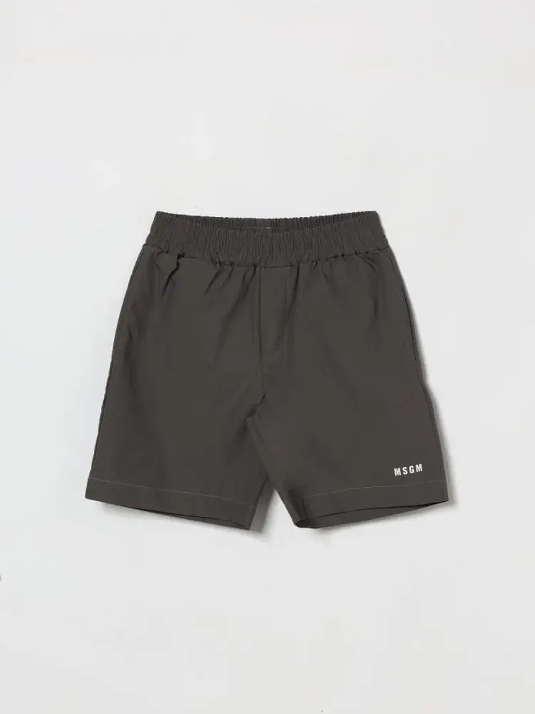 short kids/junior in popelone di cotone grigo scuro con logo