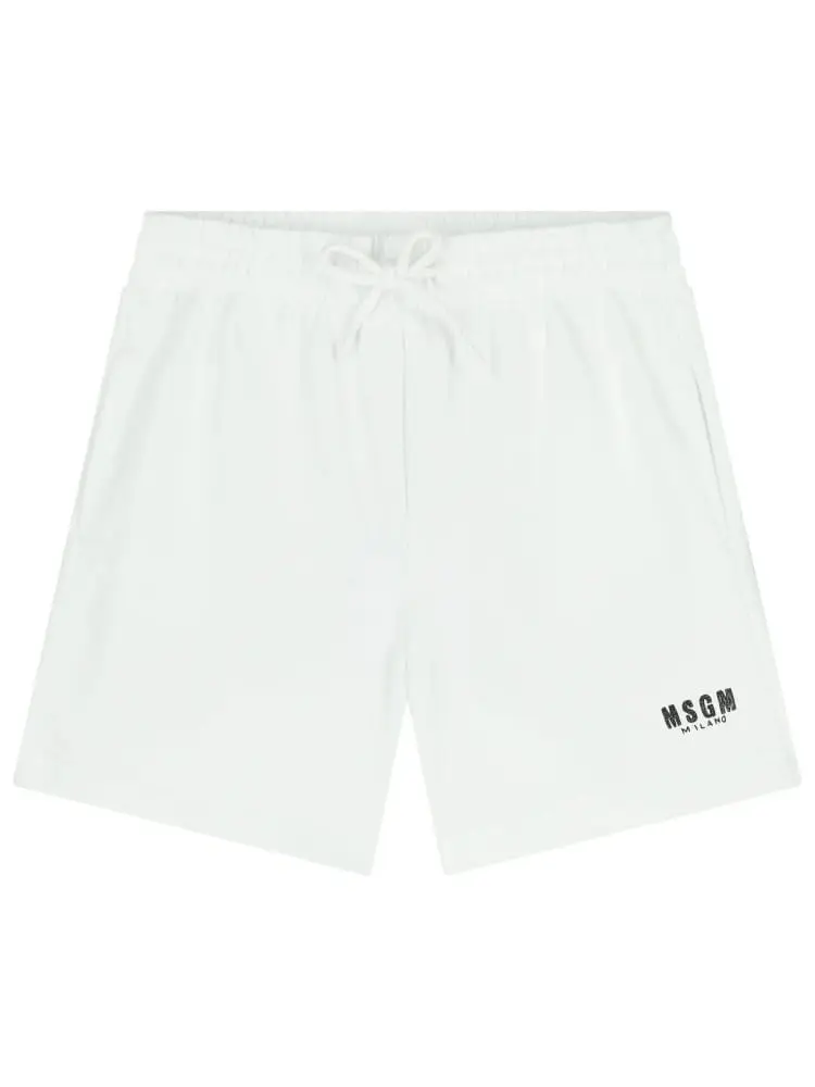 short kids/junior unisex in cotone bianco con micro logo