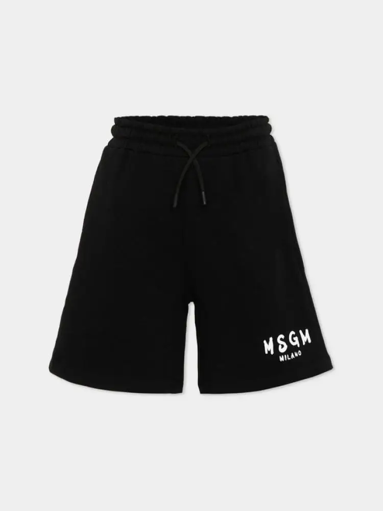short kids/junior unisex in cotone nero con stampa logo