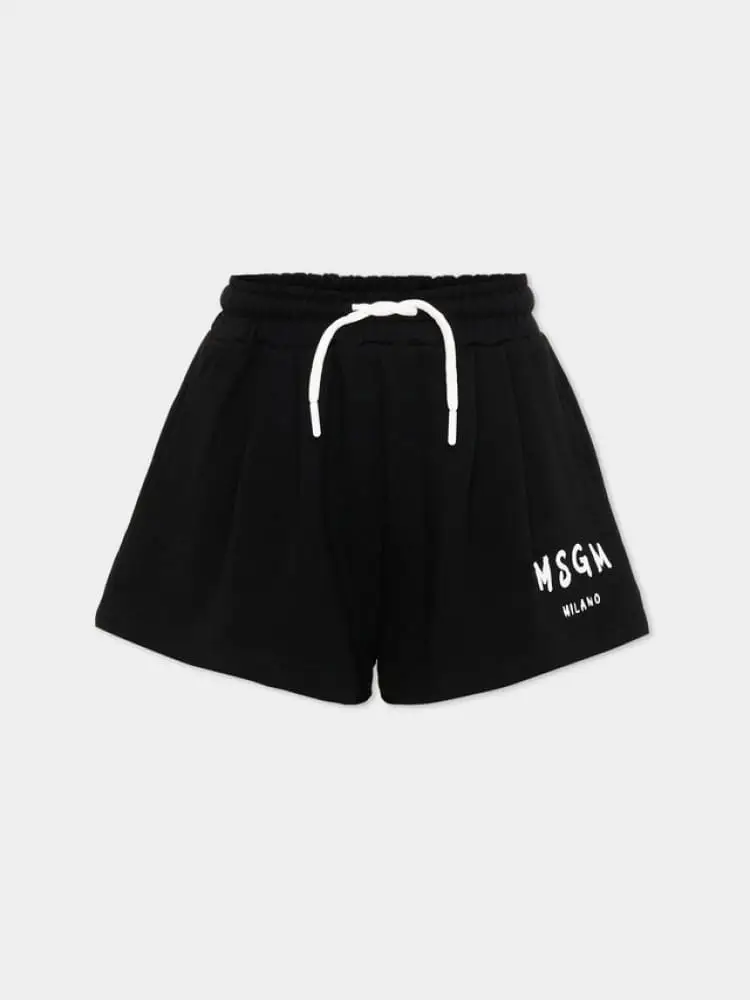 shorts kids/junior in cotone nero con logo