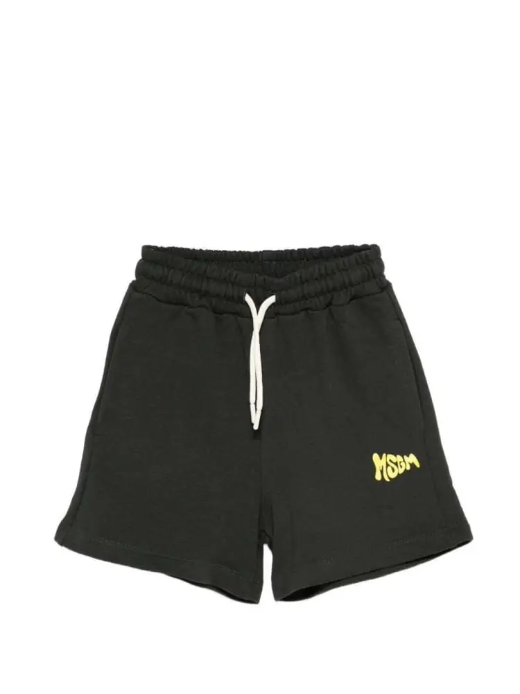 shorts nero bambino logo a contrasto