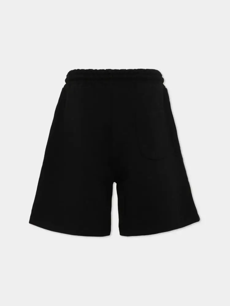 Msgm shorts nero bambino logo sul fondo miniatura 2