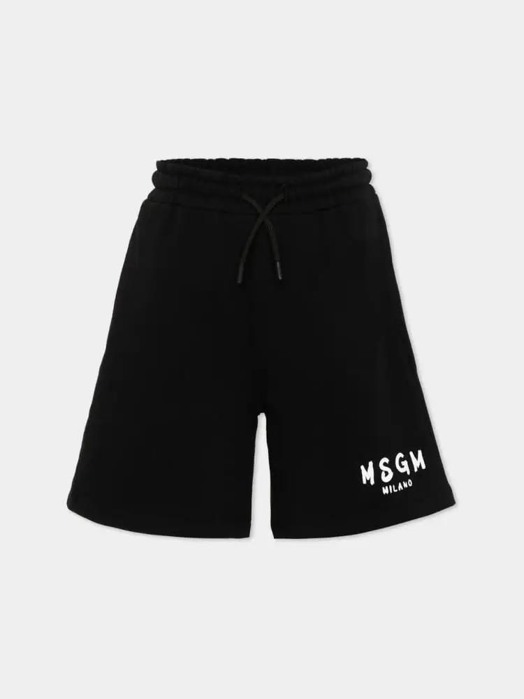 shorts nero bambino logo sul fondo