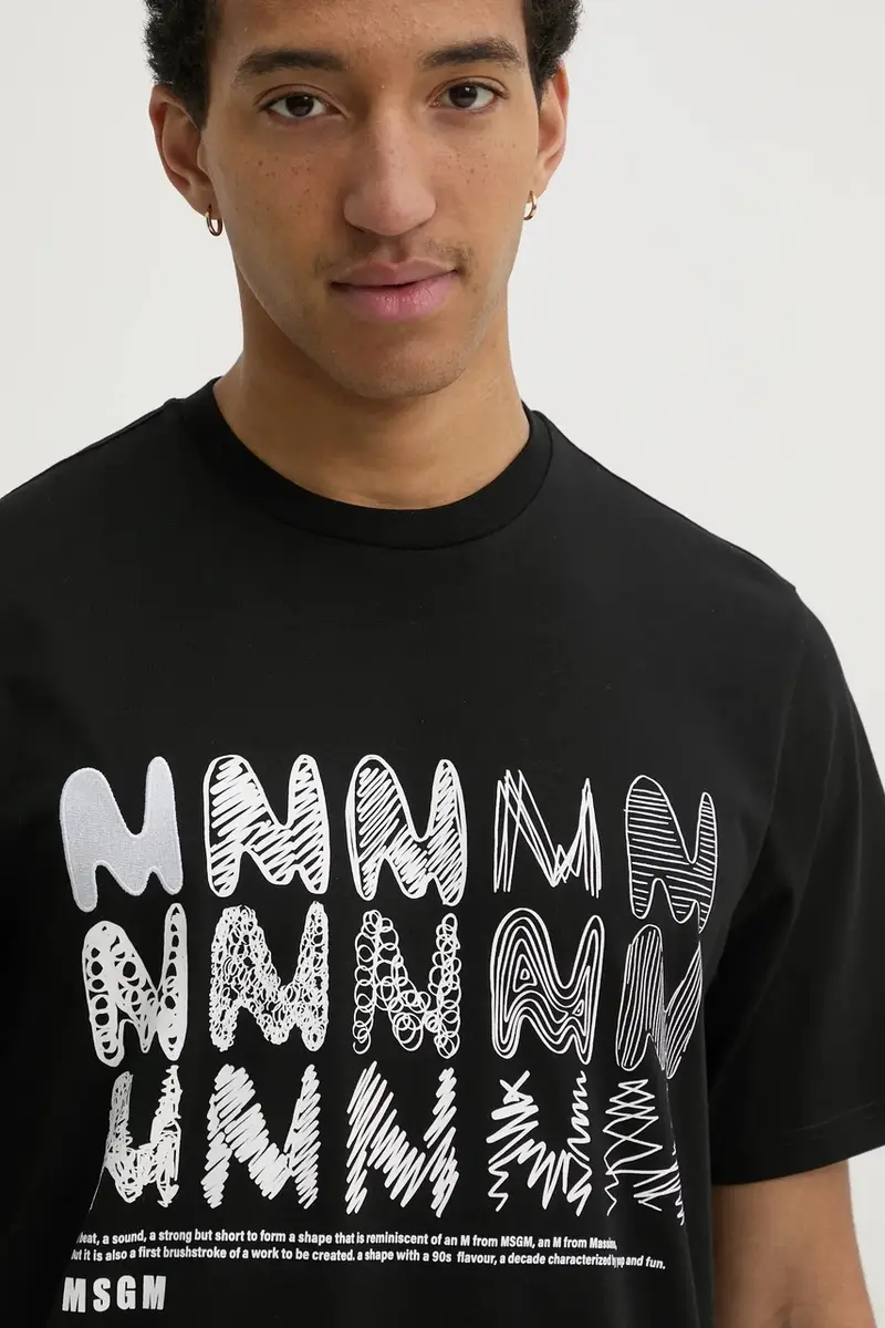 MSGM T-shirt Uomo Nero 3327449 miniatura 4