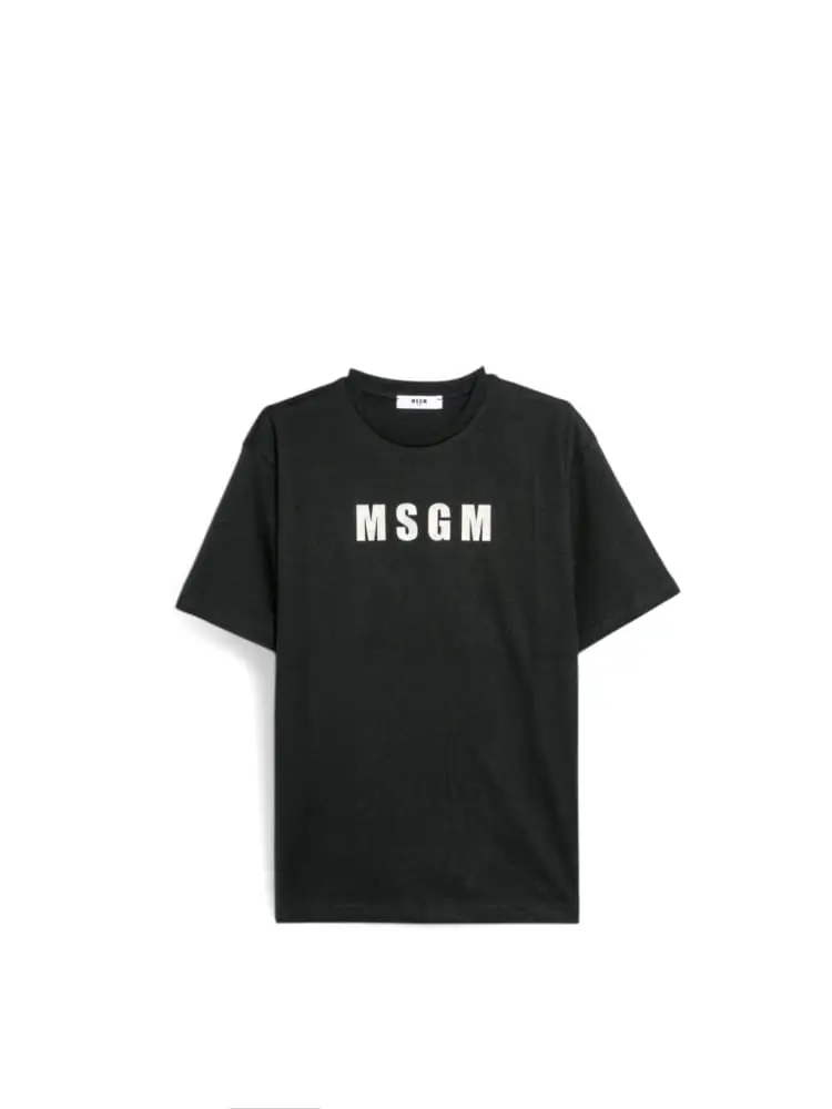 t-shirt kids/junior in cotone nero con stampa logo marmorizata