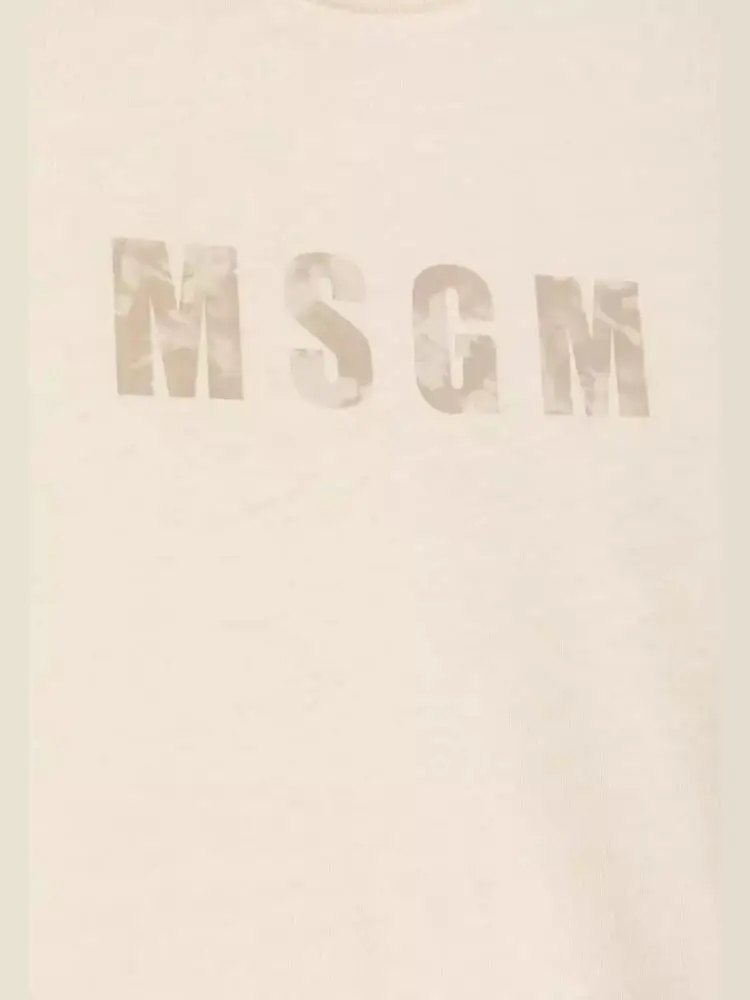 tshirt beige bambino con logo miniatura 2