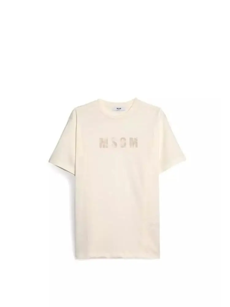 tshirt beige bambino con logo