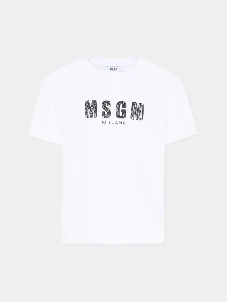 tshirt bianca bambino logo sul davanti