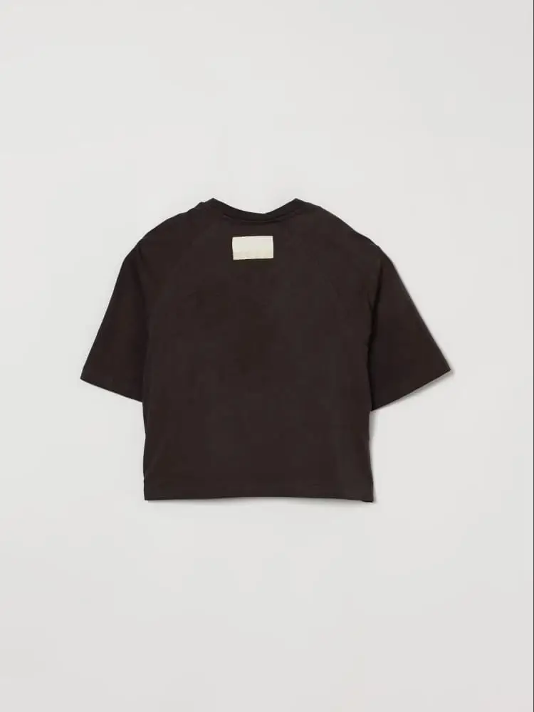 tshirt grigio scuro bambina crop mini logo miniatura 2