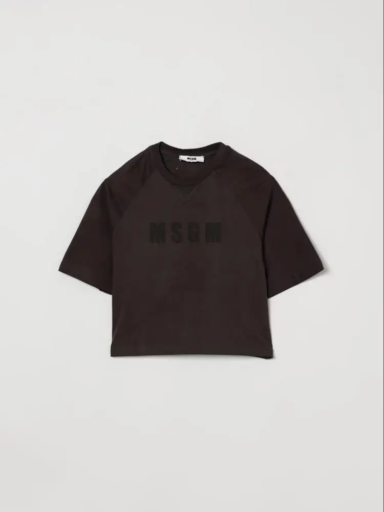 tshirt grigio scuro bambina crop mini logo