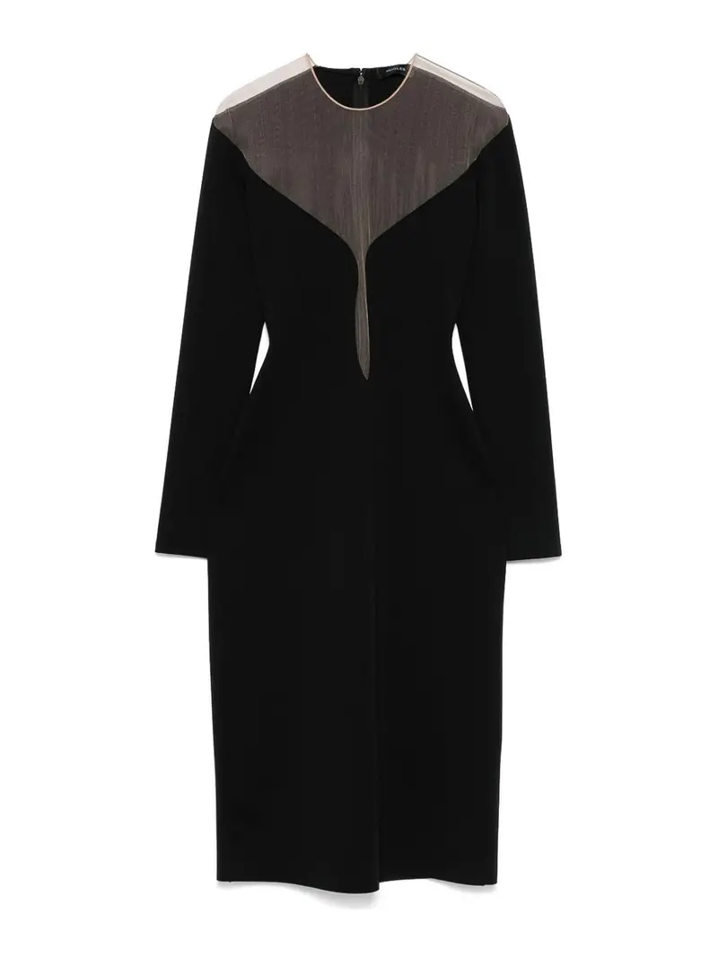 Vestito midi con scollo illusione nero