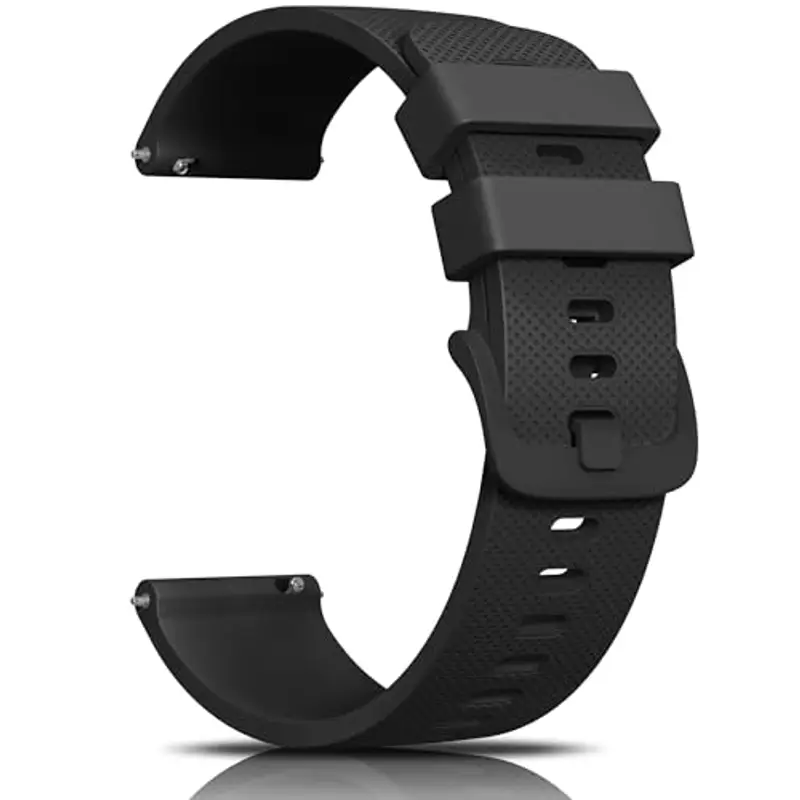 Mugust Cinturino per Orologi da 22mm 20mm per Uomo e Donna, Cinturino di Ricambio in Silicone con Rilascio Rapido, Impermeabile Cinturini in Morbida con Fibbia in Metallo (Nero, 22mm)