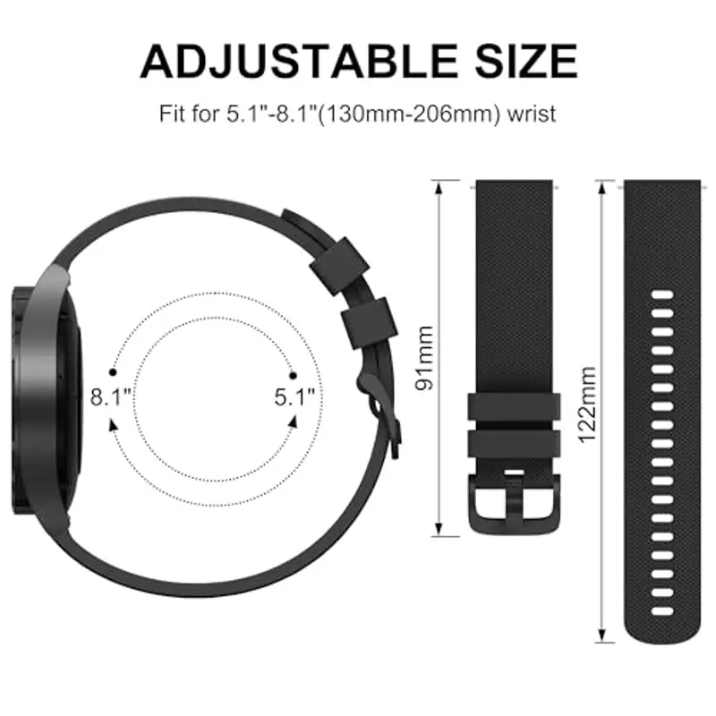 Mugust Cinturino per Orologi da 22mm 20mm per Uomo e Donna, Cinturino di Ricambio in Silicone con Rilascio Rapido, Impermeabile Cinturini in Morbida con Fibbia in Metallo (Nero, 22mm) miniatura 2