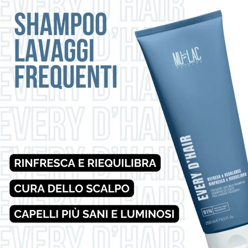 Hairlab EVERY D'HAIR RINFRESCA & RIEQUILIBRA - Shampoo Delicato Per Lavaggi Frequenti - Shampoo delicato, Shampoo lavaggi frequenti, Capelli nor miniatura 3