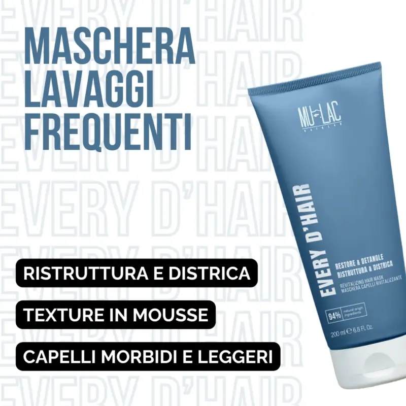 Hairlab EVERY D'HAIR RISTRUTTURA & DISTRICA - Maschera Capelli Rivitalizzante - Maschera capelli miniatura 3