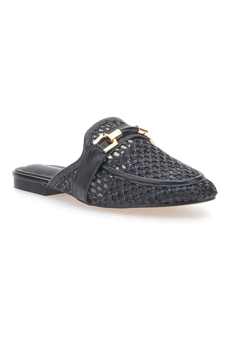 Mule nere con morsetto dorato Le Havre Paris LLY27 miniatura 2