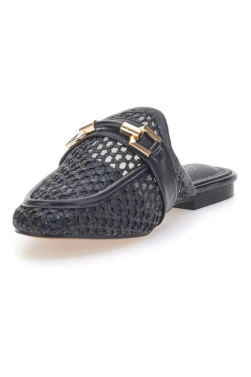 Mule nere con morsetto dorato Le Havre Paris LLY27 miniatura 3