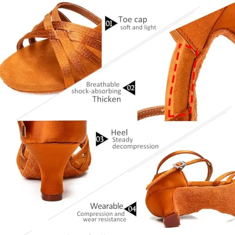 mumisuto Scarpa da Ballo, Scarpe da Ballo Latino morbide e comode Scarpa da Ballo di Moda per Bambina con Tacco Alto 4cm miniatura 3