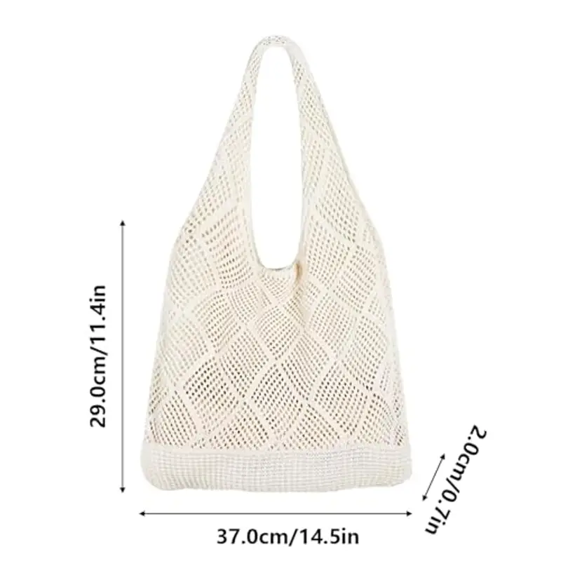 MUNSKT Borsa da Spiaggia All'uncinetto a Rete Pigra - Borsa da Donna per Vacanze Estive - Boho Tote Bag a Tracolla Tessuta miniatura 2