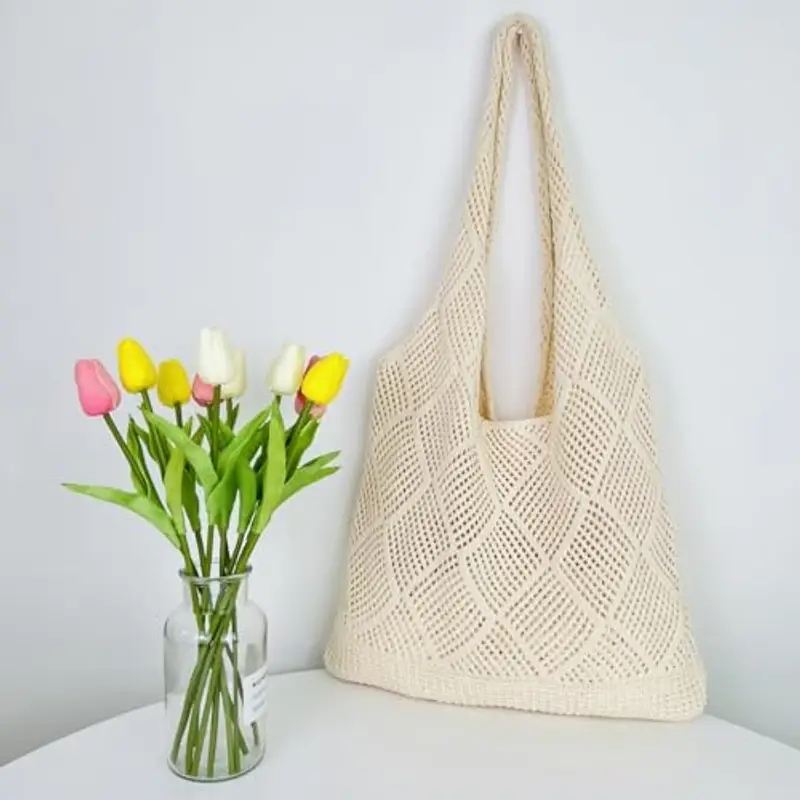 MUNSKT Borsa da Spiaggia All'uncinetto a Rete Pigra - Borsa da Donna per Vacanze Estive - Boho Tote Bag a Tracolla Tessuta miniatura 5