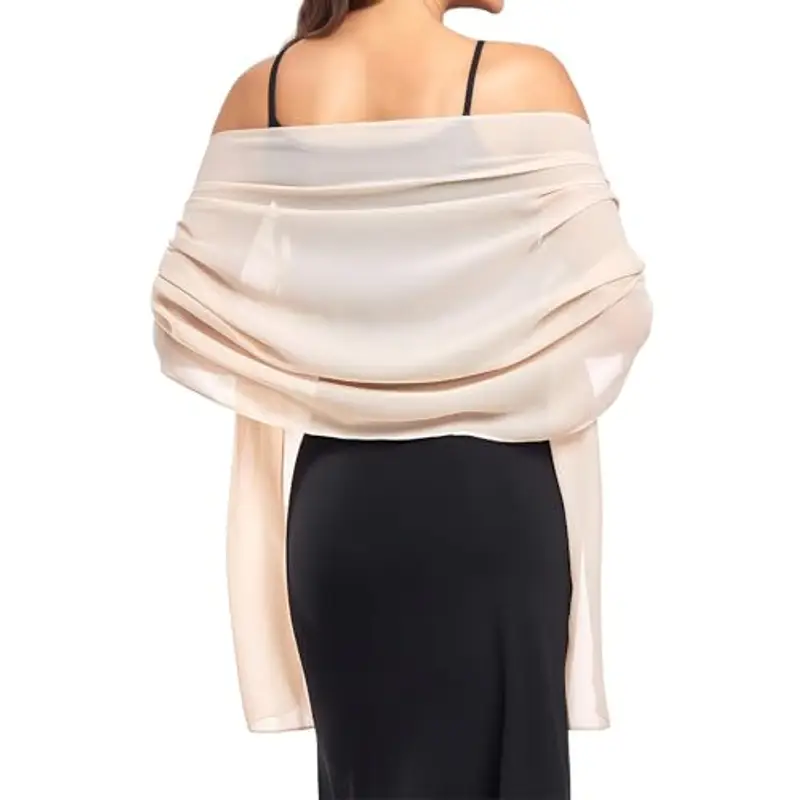 MUNSKT Foulard Sciarpa Seta Donna Pashmina Stola Scialle Cerimonia Scialle per Sposa Damigella Cerimonia Matrimonio Serata Feste (Light Beige)