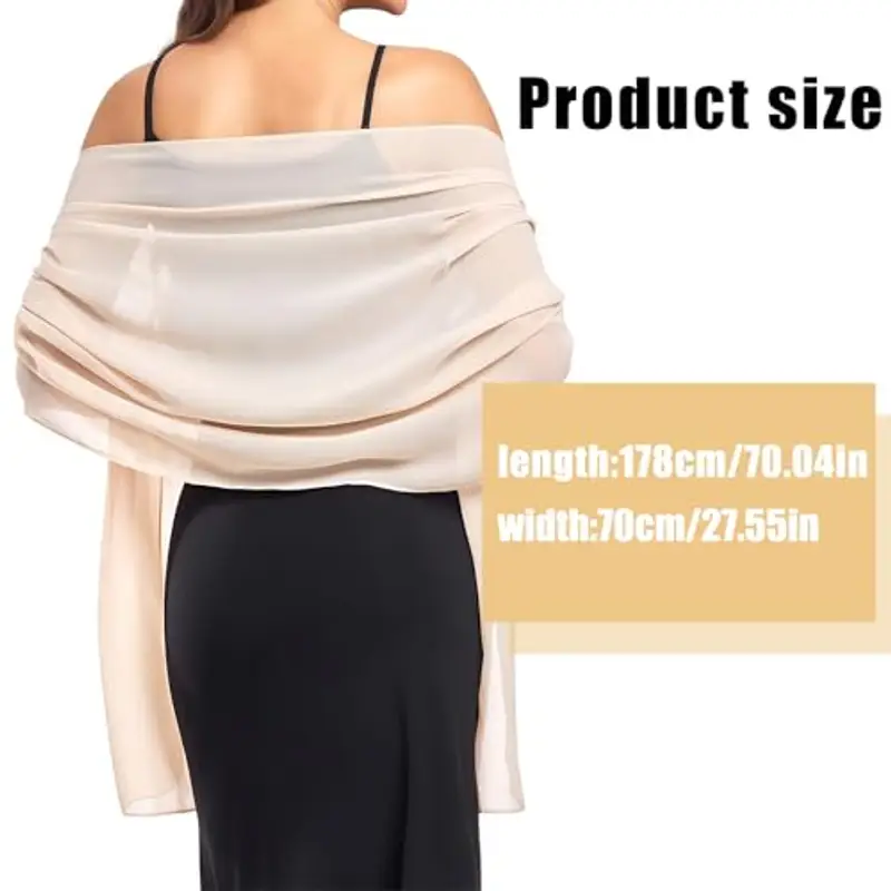 MUNSKT Foulard Sciarpa Seta Donna Pashmina Stola Scialle Cerimonia Scialle per Sposa Damigella Cerimonia Matrimonio Serata Feste (Light Beige) miniatura 2