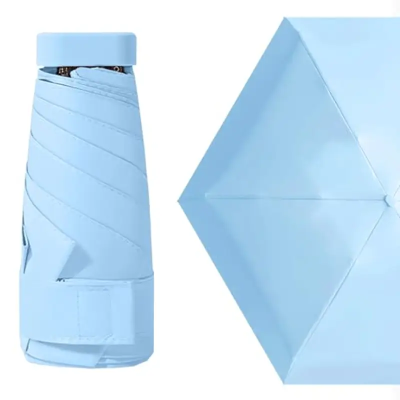 MUNSKT Ombrello da viaggio, mini ombrello da viaggio pieghevole a 6 costole, ombrello da sole antivento e antipioggia, ombrello da donna, leggero, piccolo, compatto, piccolo ombrello anti-UV, per sole
