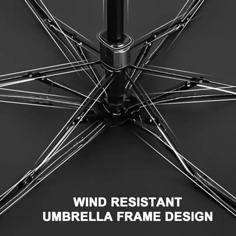MUNSKT Ombrello da viaggio, mini ombrello pieghevole a 6 costine, antivento, leggero e compatto, da donna, Beige, Taglia unica miniatura 3
