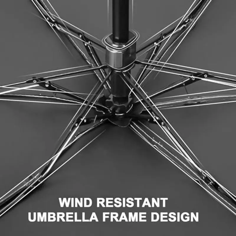 MUNSKT Ombrello da viaggio, mini ombrello pieghevole a 6 costine, antivento, leggero e compatto, da donna, Verde scuro., Taglia unica miniatura 3