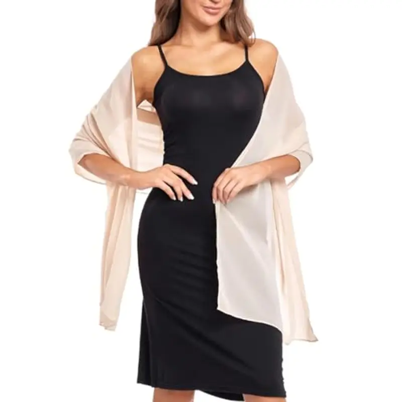 MUNSKT Stole Donna Scarves Summer Thin Scarf Pashmina Festive Stole for Evening Dress or Wedding Dress, bianco, Taglia