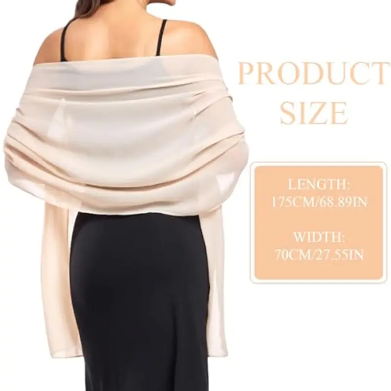 MUNSKT Stole Donna Scarves Summer Thin Scarf Pashmina Festive Stole for Evening Dress or Wedding Dress, bianco, Taglia miniatura 2