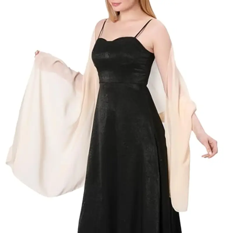 MUNSKT Stole Donna Scarves Summer Thin Scarf Pashmina Festive Stole for Evening Dress or Wedding Dress, bianco, Taglia miniatura 3