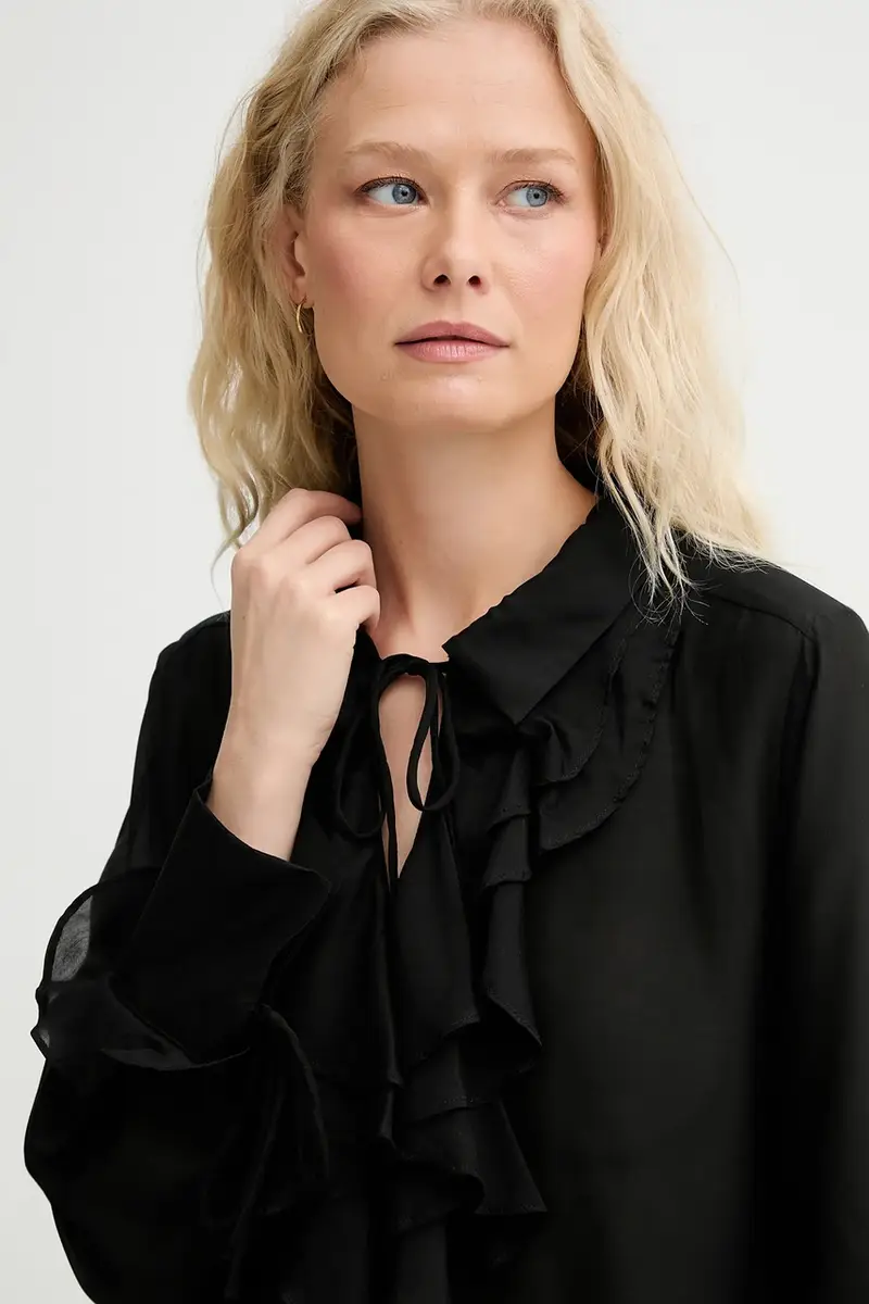 blusa con una miscela di seta LESIENNA colore nero 253100025326 miniatura 4