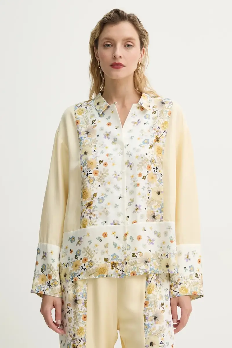 camicia in seta FAIZA colore beige 251101025118