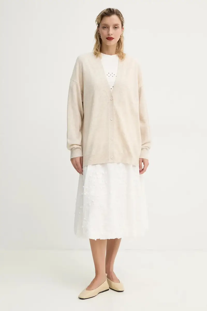 cardigan in lana FAFALI colore beige 251160425174 miniatura 2