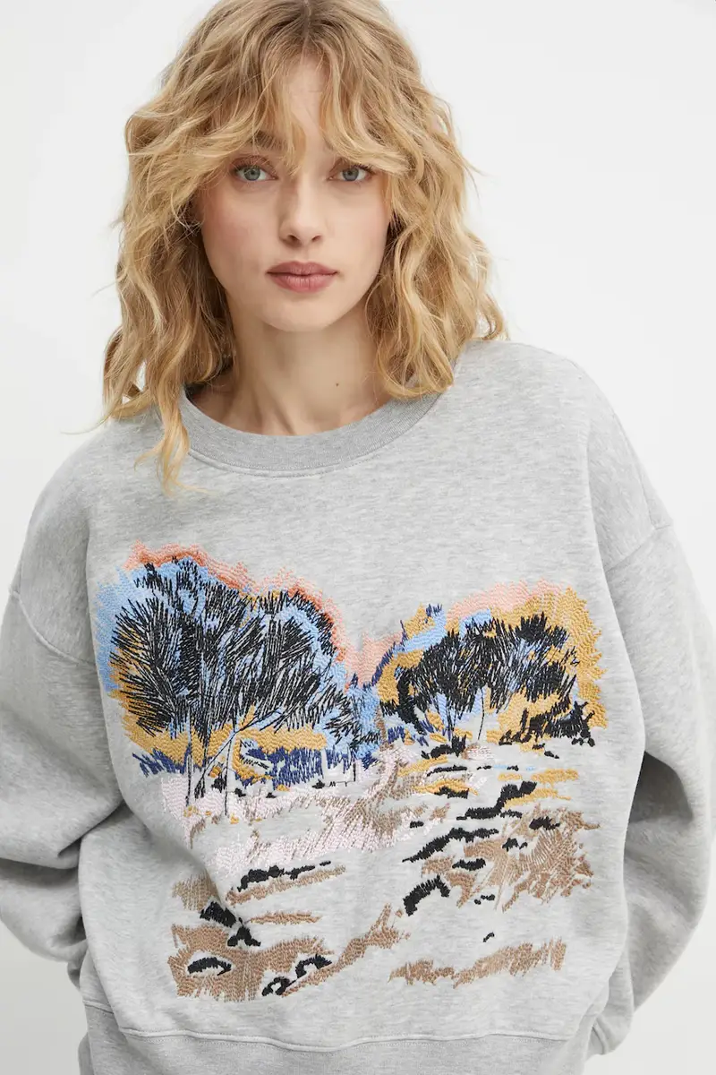 felpa SAZZILY donna colore grigio con applicazione 244115024462 miniatura 4