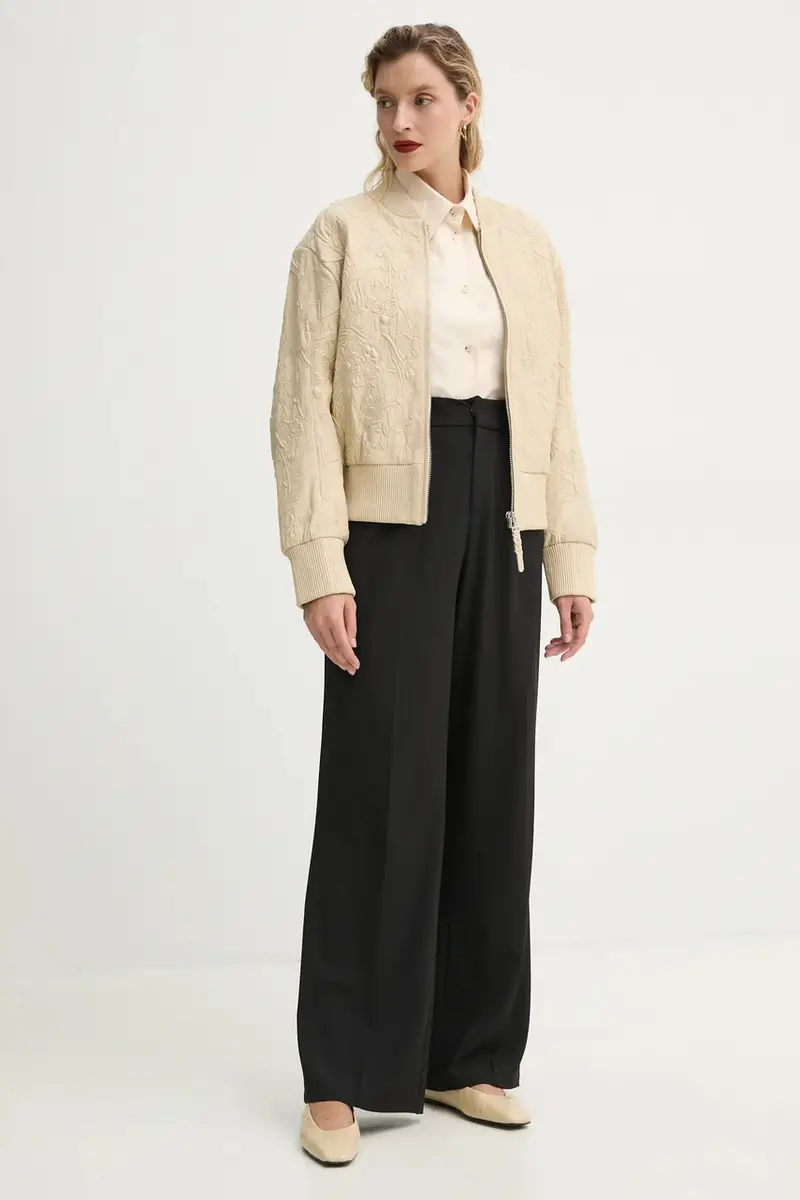 giacca in pelle stile bomber FERRIL donna colore beige 251151525105 miniatura 2