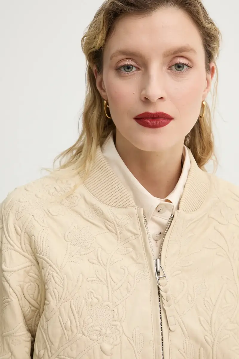 giacca in pelle stile bomber FERRIL donna colore beige 251151525105 miniatura 5