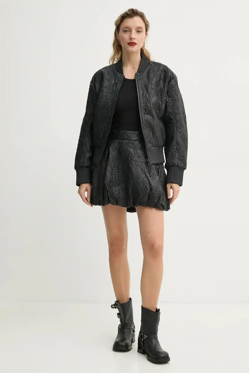 giacca in pelle stile bomber FERRIL donna colore nero 251151525105 miniatura 2